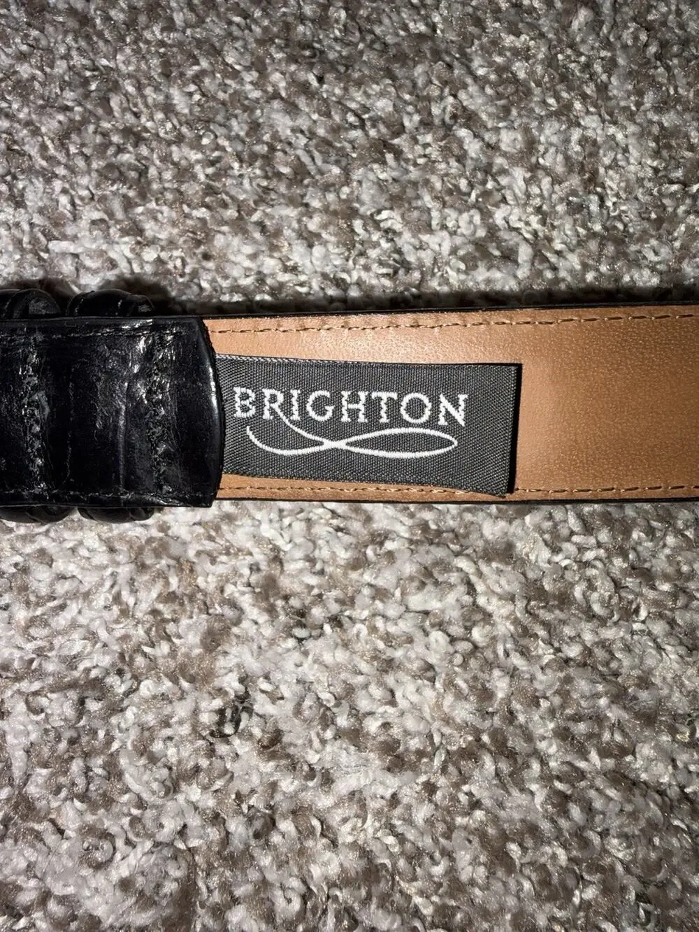 Brighton Leather Black. With Reptile Look To front Gold Buckle Size Small